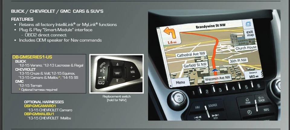 ROSEN DB-GMSERIES1-US 2014-15 CHEV,GMC,BUICK Vehicle w/ 8" OEM Color LCD Display - Image 3 of 3