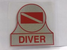 2 Diver Down Flag Helmet Silver  Red Window Sticker Decals New Diving Rescue