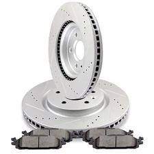 Front Drilled Disc Rotors Ceramic Brake Pads for Explorer Taurus Flex MKT MKS