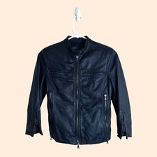R13 Black Leather Cafe Racer Jacket