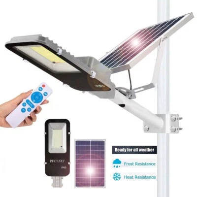 PFCTART 10000LM LED Solar Street Lights Commercial Dusk To Dawn Outdoor Road Wall Lamp