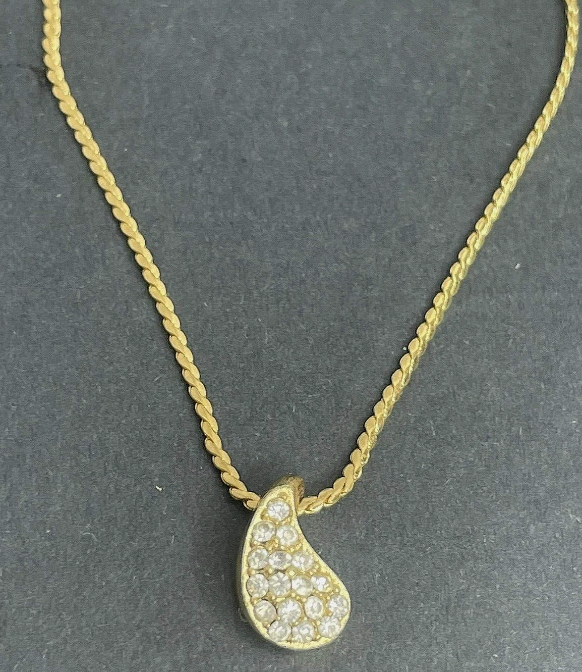 Collana Christan Dior 17" regolabile tono oro cristallo pavè goccia a strappo