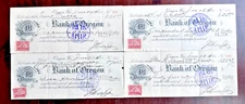 FOUR 1900 BANK OF OREGON WISCONSIN CERTIFICATES OF DEPOSIT WITH REVENUE STAMP