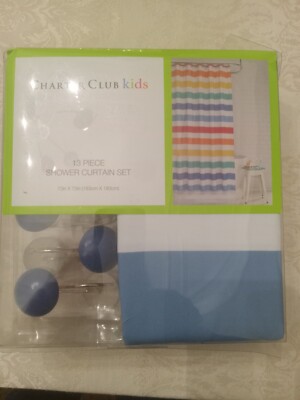 Charter Club Kids Rainbow Striped 13-Pc. Shower Curtain Set, w/Hooks, multicolor