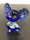 Fenton Gift Shop -Rare Signed Mouse-S. Hughes- Christmas-Cobalt Blue