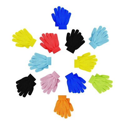 24 Pairs Kids Winter Gloves, Warm Cute Colorful Stretchy for Boys Girls Age 2-6