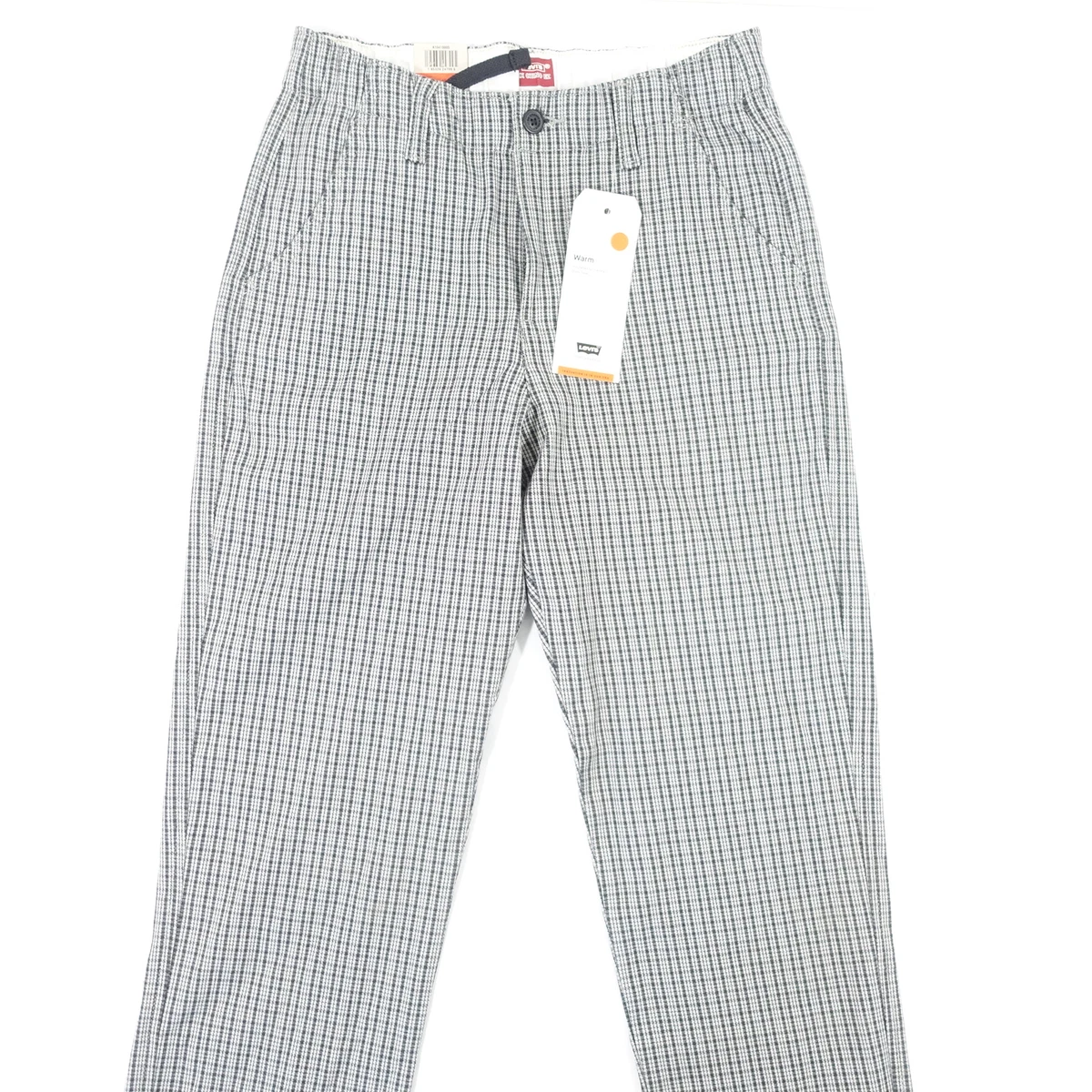 LEVIS WARM STRIPED BLACK GRAY XS 26-28 XX CHINO EX STRETCH ELASTIC WAIST PANTS