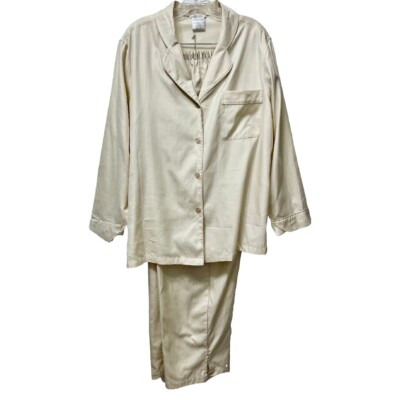 NWT $168 Nottibianche Venezia Collection LARGE Pajama Set Beige 100% Cotton 