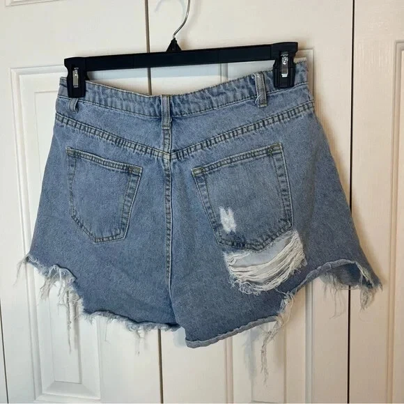Pantalones Cortos Missguided Denim Cutoff Distressed Talla 8 Alto Foto 2 de 4