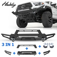 3 IN 1 Front Bumper Assembly Textured Steel w/2*Shackles For 16-23 Toyota Tacoma