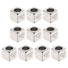 10Pcs Stainless Steels Number Beads Number 4 Cube Square Dice Beads