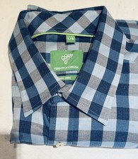 Mens Forsyth of Canada Size Large Shirt Non Iron Blue Check Long Sleeve EUC