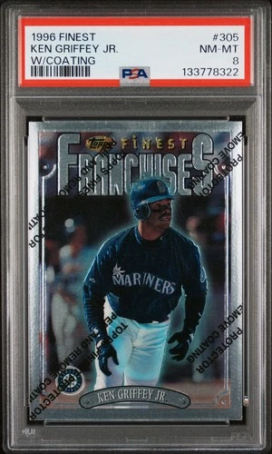 1996 Finest #305 Ken Griffey Jr. W/Coating PSA 8 NM-Mint Seattle Mariners HOF