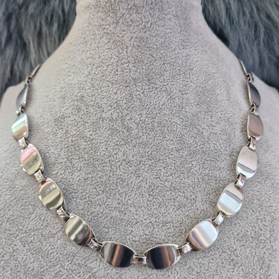 Massives Vintage Silber-Collier 925 Sterling Silber, Modernist TOP ZUSTAND