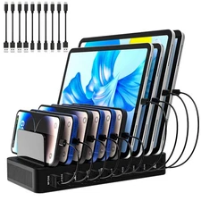 10 Ports Charging Dock 100W USB C iPhone Galaxy Tablet Multi Device Charger