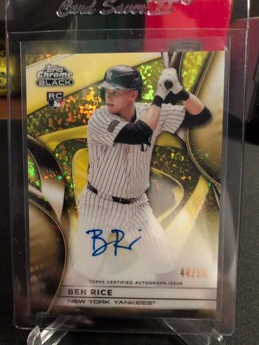 2025 Topps Chrome Black Ben Rice #CBA-BR Gold 44/50 Auto Yankee Rookie
