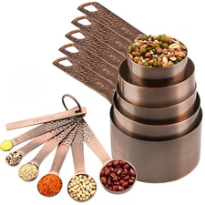 Smithcraft Measuring Cups and Spoons Set 12, Copper Measuring Cups and Spoons...