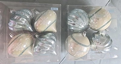 Vtg Jaclyn Smith (8) ''Midnight Clear'' Kmart Ornaments Swirl Irregular Shape 80mm