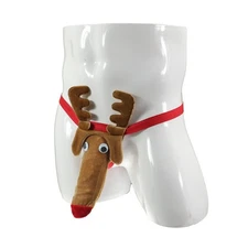 Latest Arrival Mens Khaki Reindeer Thong G String T Back Funny Pouch Underwear
