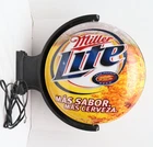Vintage Miller Lite Beer Two Sided Rotating Lighted Sign Man Cave Bar Advertise