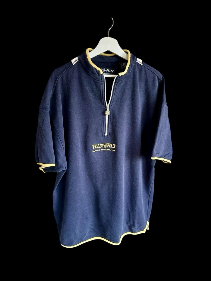 Camisa de felpa francesa vintage Pelle Pelle Marc Buchanan para hombre talla XXL cuarto cremallera Foto 2 de 4