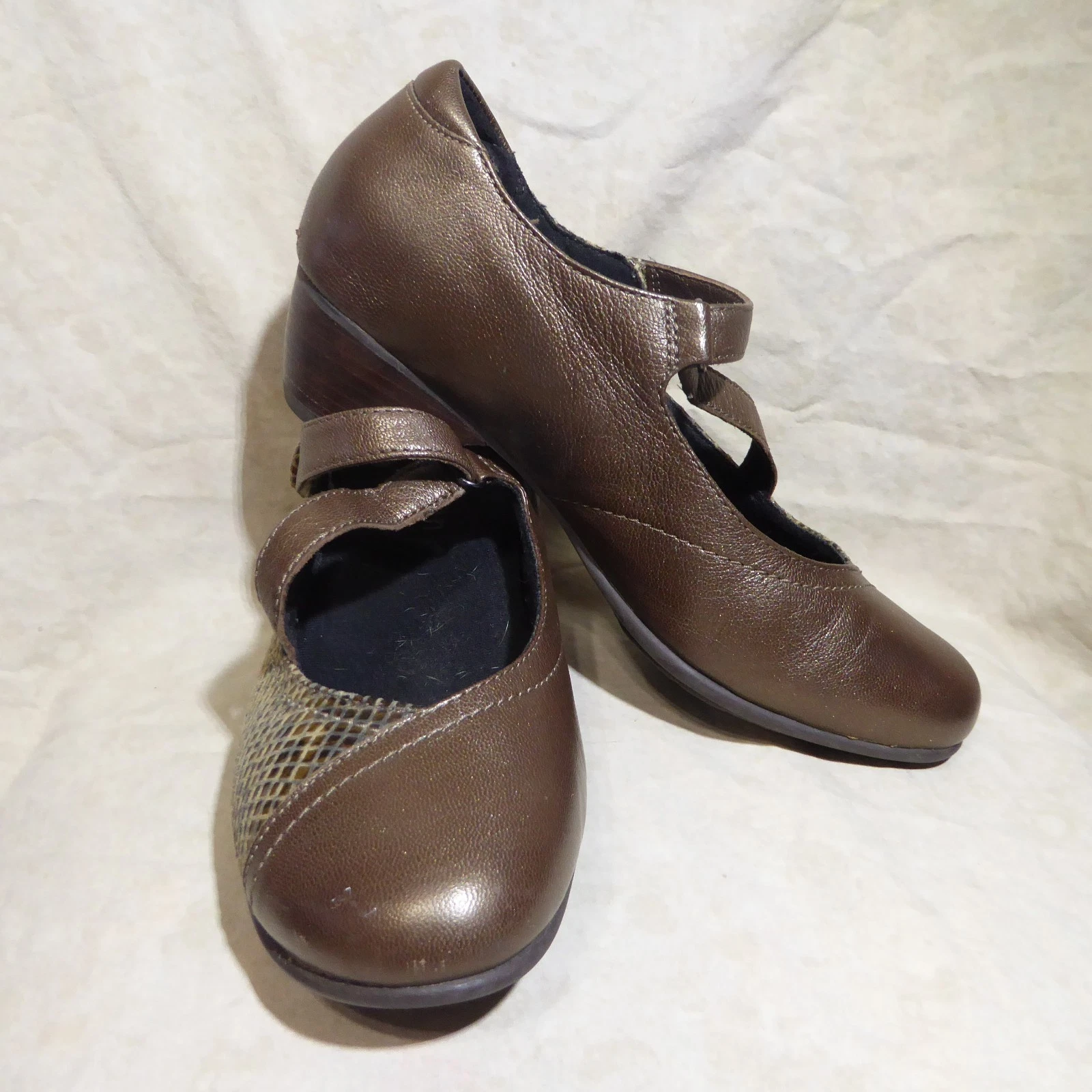 NEW BALANCE ? ARAVON V Strap tacco basso Mary Janes taglia 8 M marrone + pelle di serpente; bello