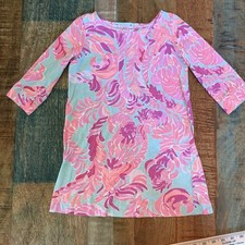 Lilly Pulitzer Girls Mini Marlowe Dress Med 6/7 Shirt Dress Poolside Love Birds
