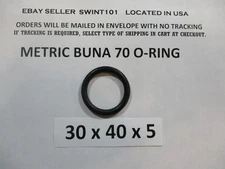 30mm ID x 40mm OD x 5mm thick O-ring.  Buna-70.     Quan 1.