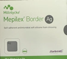 *5-Dressings* “1-Box”Molnlycke Mepilex Border Ag Self-Adherent 4" x 4" Dressing