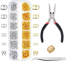 Jewelry Making Jump Rings and Lobster Clasp Kit with Pliers in Silver and Gold