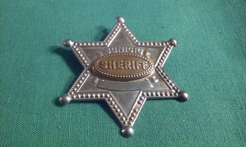 Vintage Western Junior Sheriff 6-Star Metal Badge w/ Brass Center