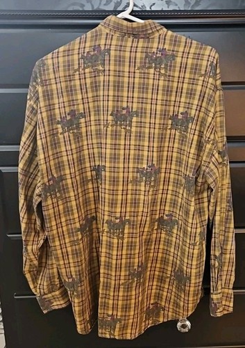 Vintage Gap Plaid Long Sleeve Button Shirt Men X-Large 90s Horses - Picture 2 of 5