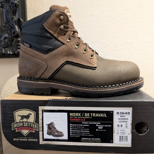 NIB Irish Setter Ramsey 2.0 6" Waterproof Aluminum Toe Brown Boot 83648 9.5D