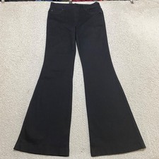 Spanx Womens Large Jeans Black Dark Wash Flared Pull On Stretch