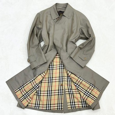 Burberry Prestige Gold Tag Liner Silk Wool Dark Beige Coat Mens Size M Authentic