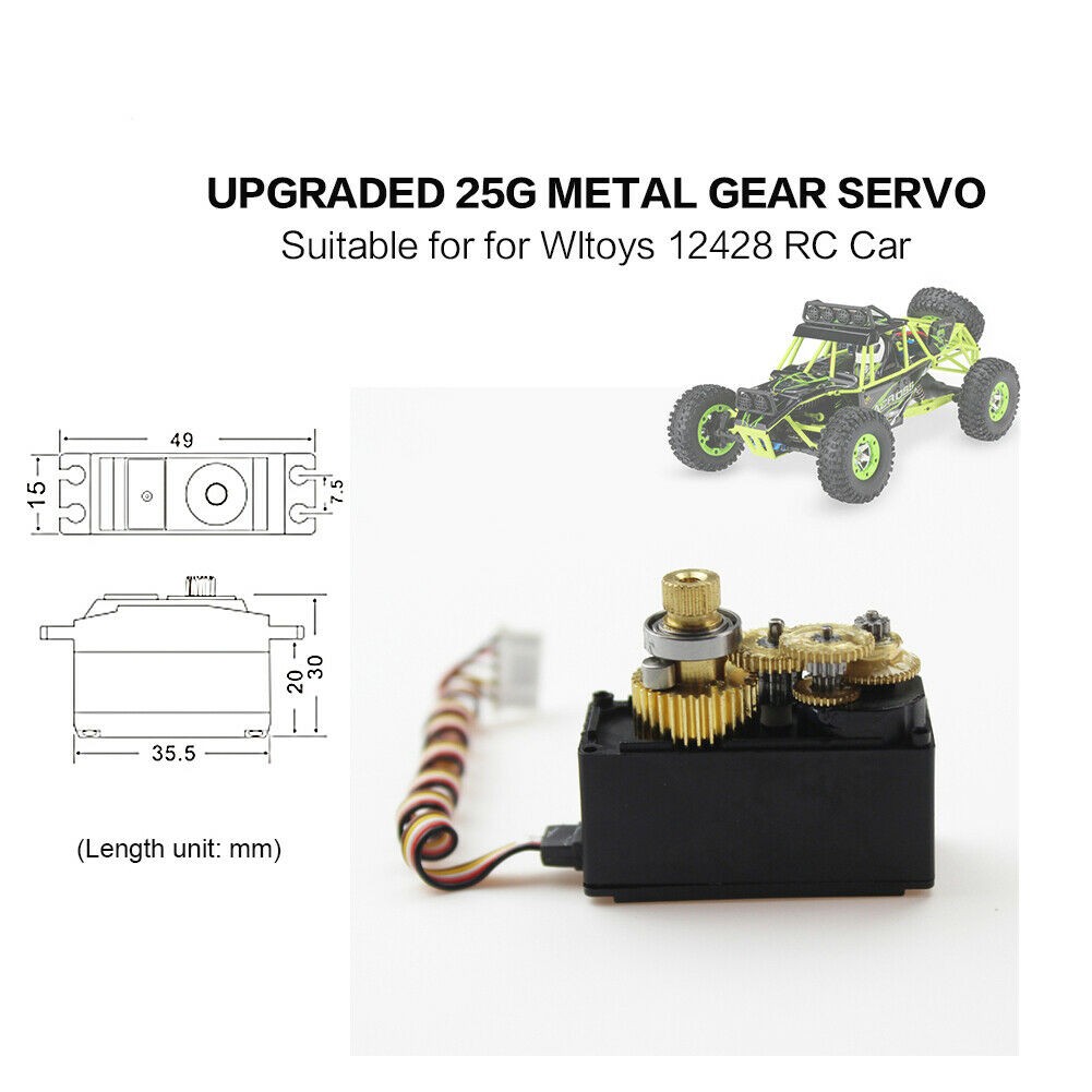 Metal Gear Servo Steering Gear Model For Wltoys 12428 12423 12628 RC Car Parts