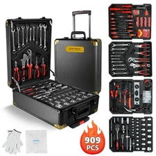 909 PCS Mechanics Tool Set Wrench Socket kit Ratchet Metric Set With Box