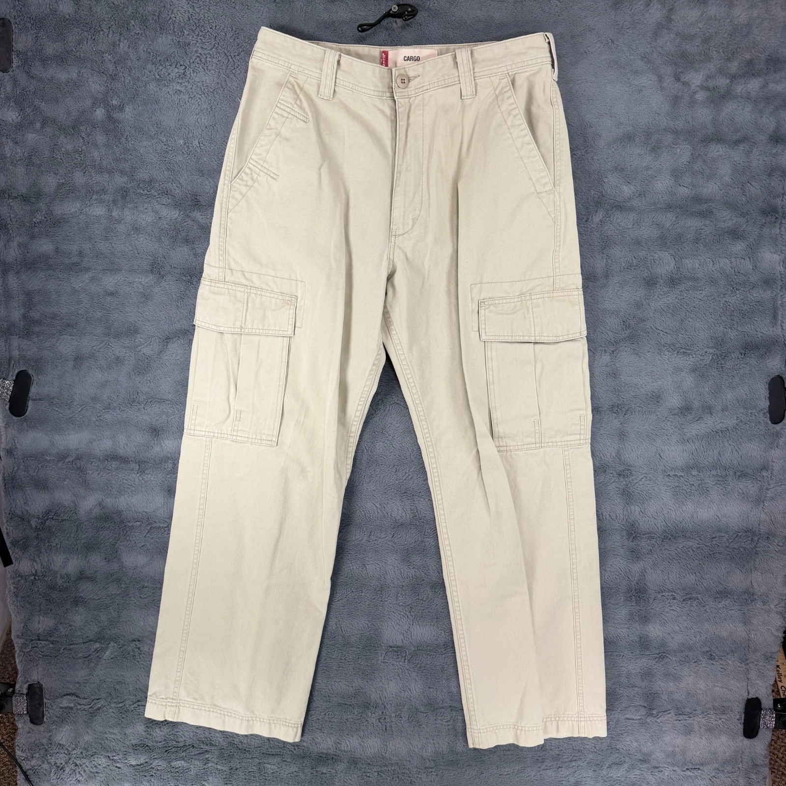 Levis Cargo Pants Mens 33x32 Beige Straight Twill Utility Hiking Outdoor