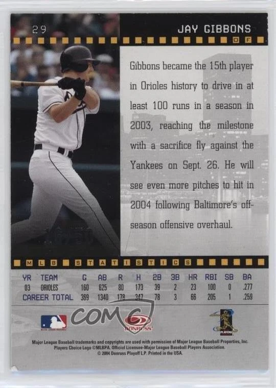 2004 Donruss Studio Private Signings Silver /50 Jay Gibbons #29 Auto - Image 2 of 2