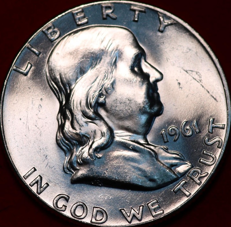Uncirculated 1961 Philadelphia Mint Silver Franklin Half