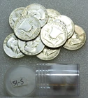 1951-S Franklin Silver Half Dollar Bright Luster 1/2 Roll 10 coins in tube #N322