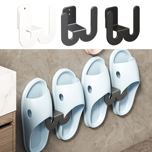 2*Bathroom Perforation-Free Wall Mounted Drying Slipper Shoes Rack Storage Hooks