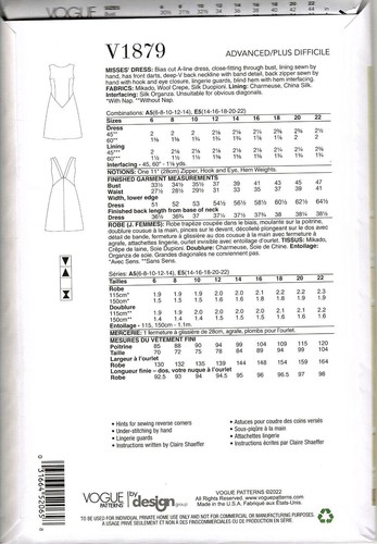 Vogue V1879 Misses 6 to 14 Claire Shaeffer A-Line Dress Uncut Sewing Pattern - Picture 2 of 2