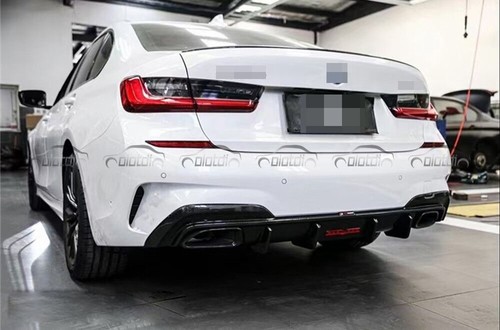 Fibra de carbono para BMW G20 G21 M Sport 2019+ difusor trasero parachoques labio con luz LED - Imagen 13 de 16
