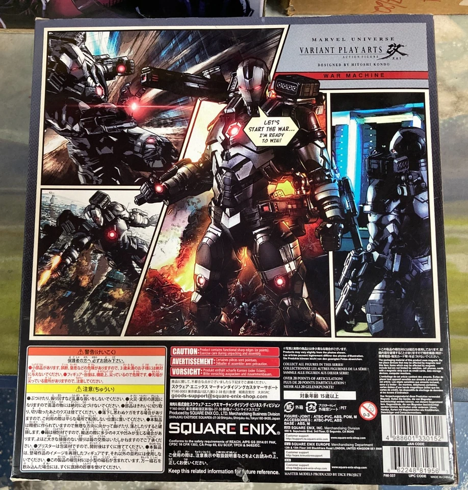 Figura de acción Square Enix Play Arts Kai Marvel War Machine variante anime nueva sin usar, en caja Foto 3 de 4