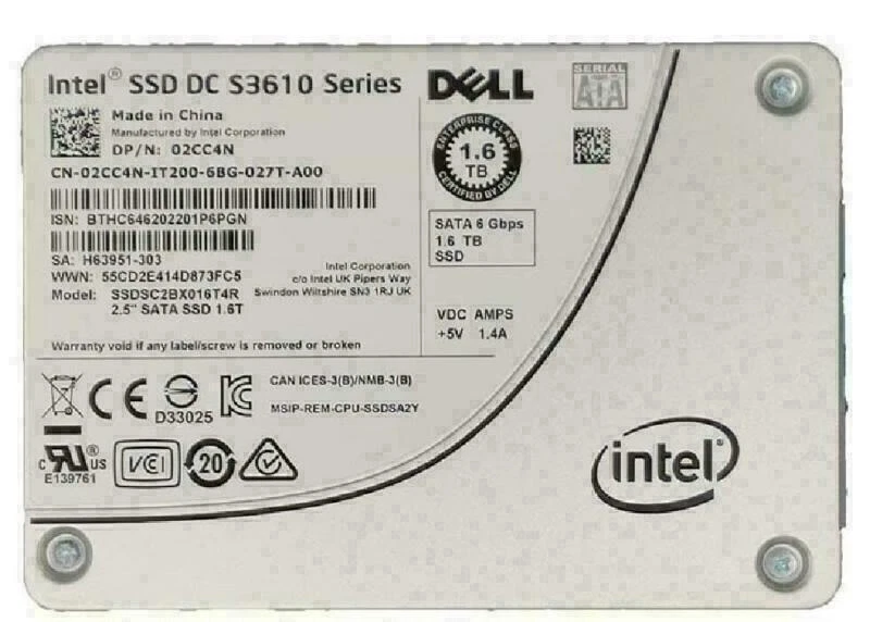 1.6TB SSD Intel Enterprise 2.5" S3610 Series DC 02CC4N SSDSC2BX016T4R MLC SATA- - Image 2 of 4