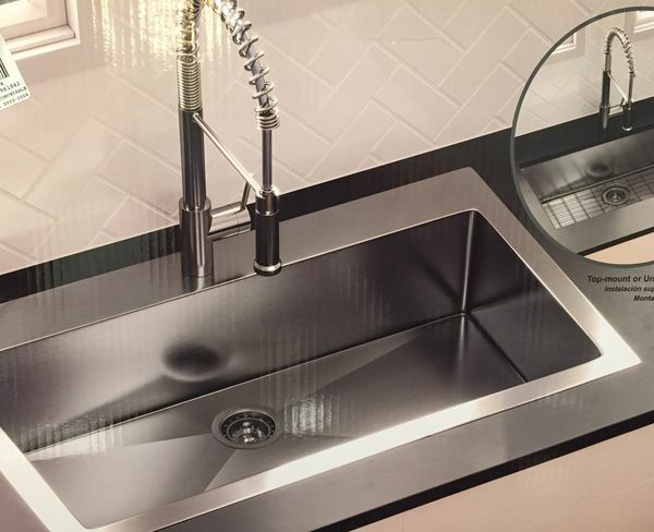 33 In X 22 In Stainless Steel Single Bowl Drop In Or Undermount