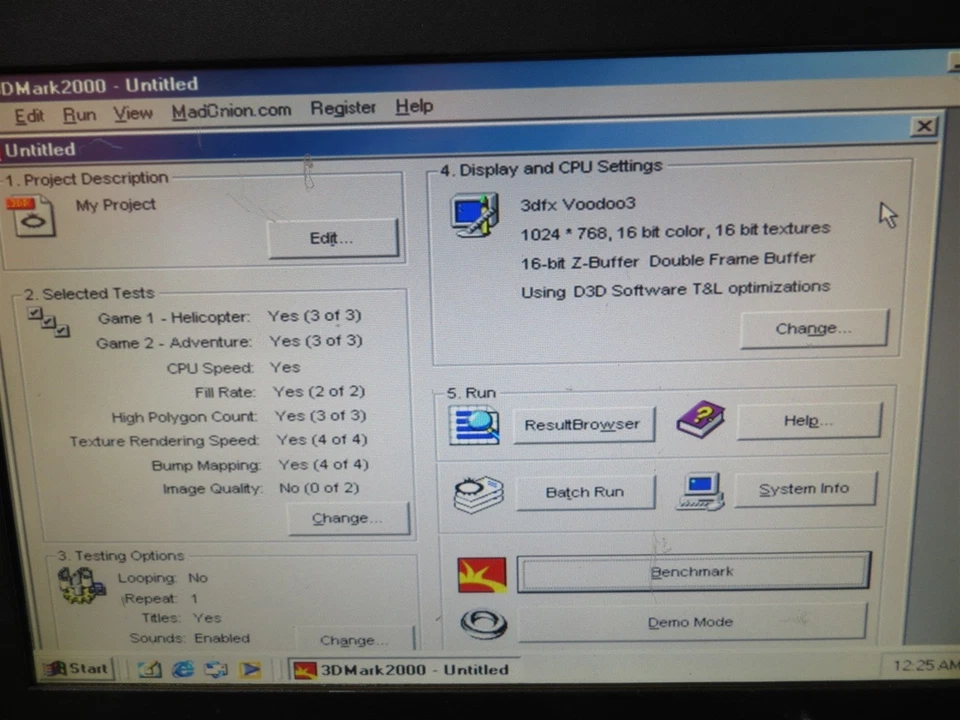 Tarjeta gráfica vintage STB 3dfx Voodoo 3 210-0364-003 16 MB AGP probada en 3DMark Foto 3 de 4
