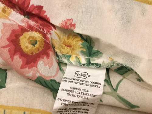 Vtg Springs Standard Floral Pillow Sham Blue Pink Yellow Green 50% Blend 20 x 26 - Picture 2 of 4