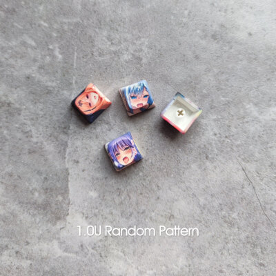 4pcs Anime Ahegao Waifu 1U XDA Keycaps Random Pattern Fits Mechanical Keyboard